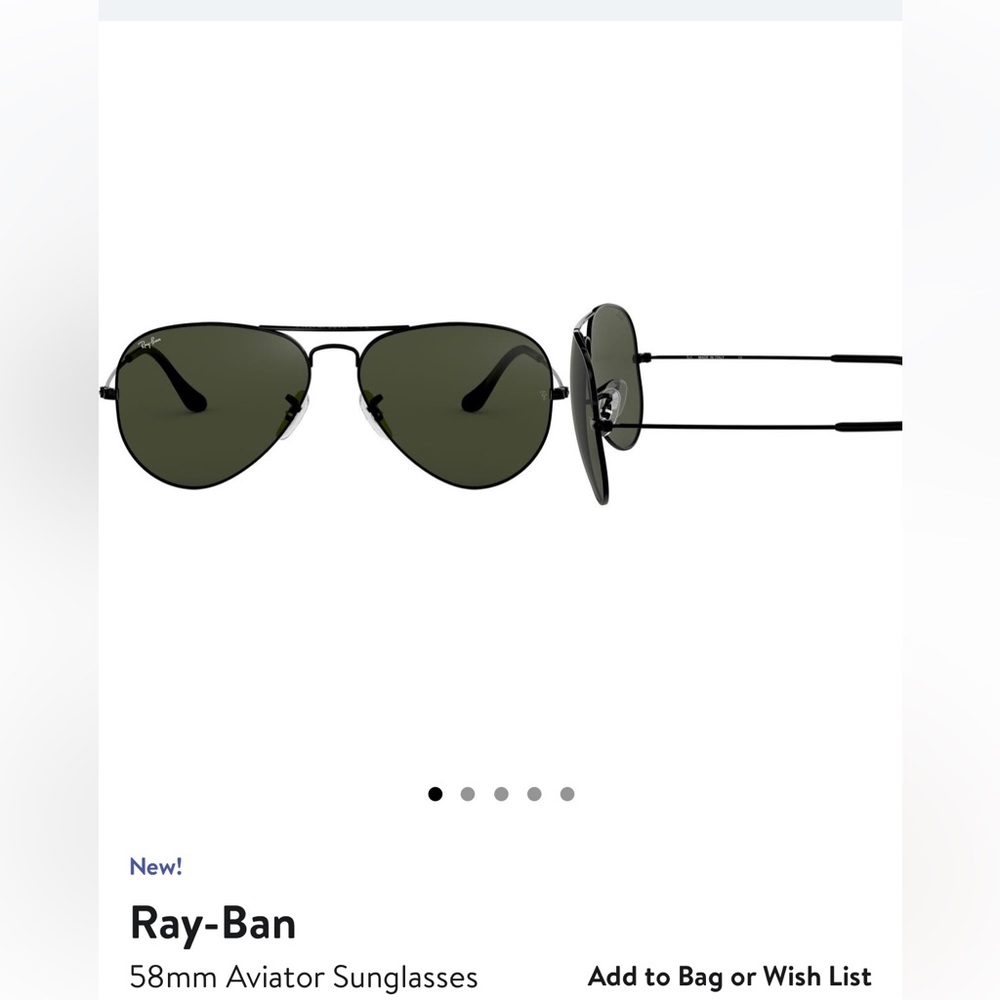 Ray Ban 58mm Black Aviators